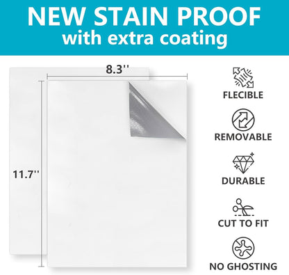 Dry Erase Board Sticker- Whiteboard Stickers-8.27''x11.69'' Removable Dry Erase Sheets- Fridge Dry Erase Paper for Wall/Desk/Refrigerator/Door/Locker/Home/Office/Classroom (White-2Pcs)