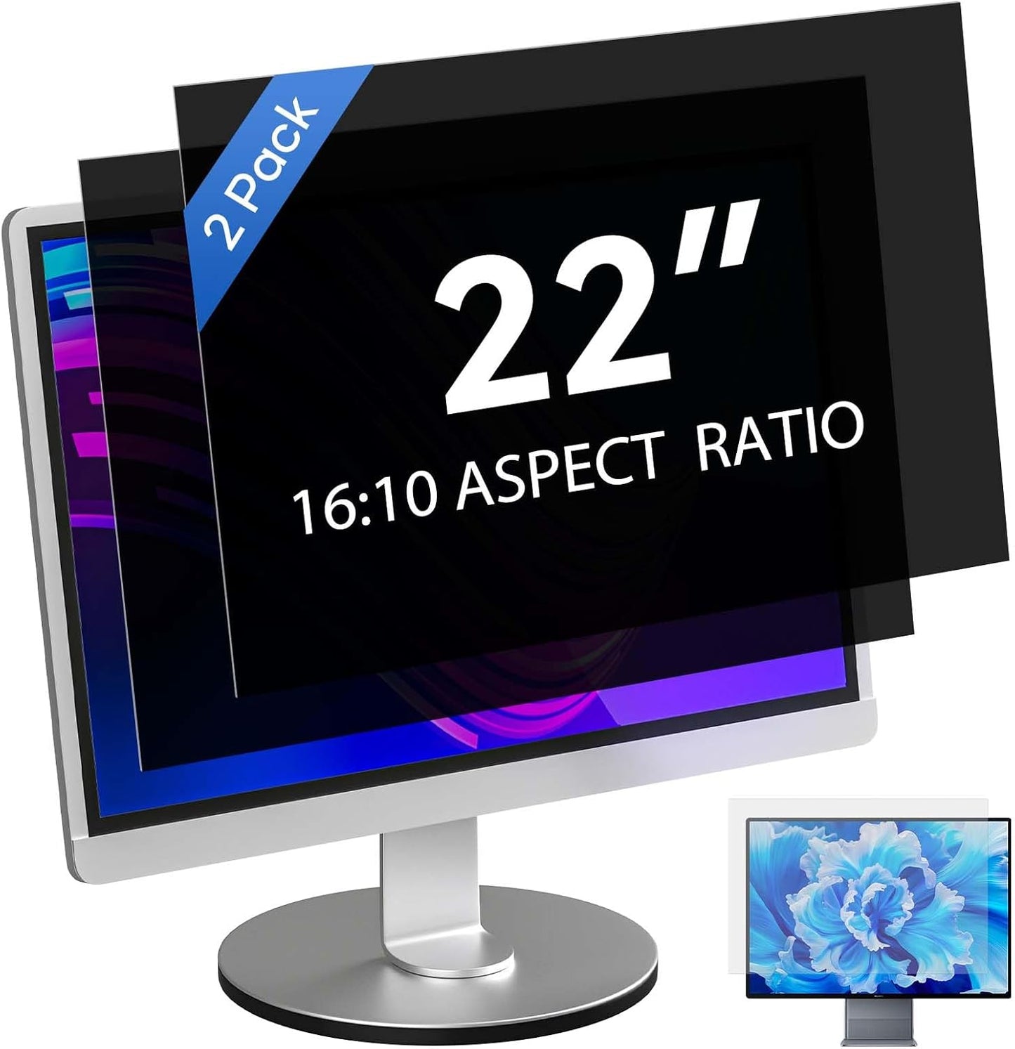 [2 Pack] 24 Inch Computer Privacy Screen for 16:9 Aspect Ratio Widescreen Monitor, Eye Protecting Anti-glare Blue Light Display Screen Privacy Protection, Removable Anti-scratch Coating