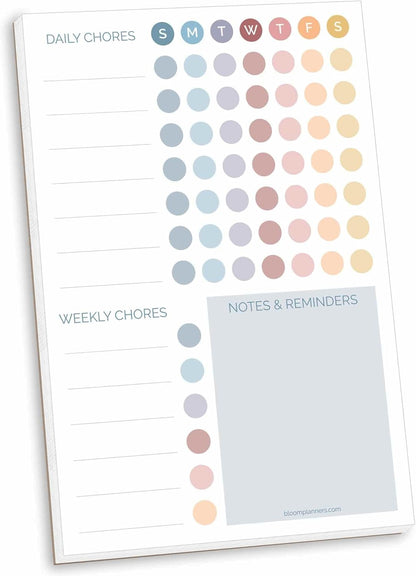 bloom daily planners Magnetic Chore Chart Planning Pad - Daily & Weekly Habit To Do Tracker - Family Organizer and Responsibility Reward System - 60 Sheets - 6” x 9”, Pastel