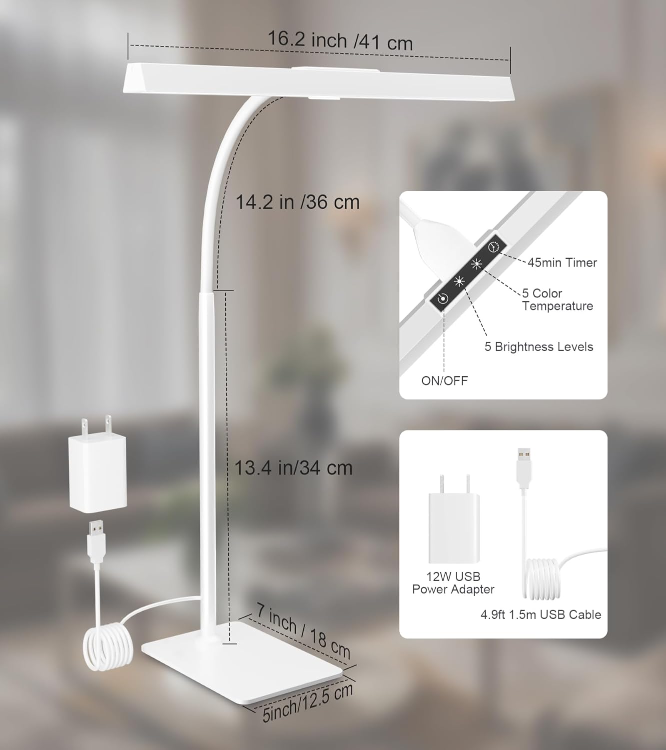 Desk Lamp with Clamp, Eye Caring LED Desk Lamp for Home Office with Gooseneck, Clip on Light with 3 Color Modes for Working, Reading, Drawing