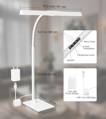 Desk Lamp with Clamp, Eye Caring LED Desk Lamp for Home Office with Gooseneck, Clip on Light with 3 Color Modes for Working, Reading, Drawing