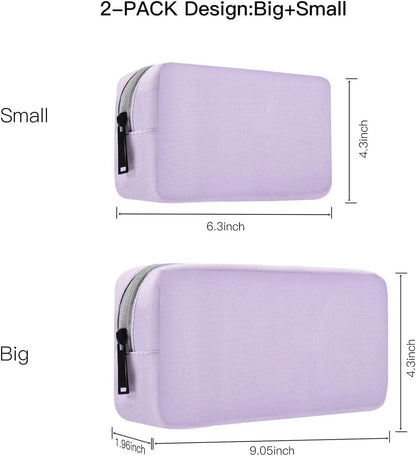 imComor Universal Electronics Accessories Case, 2-Pack Portable Soft Carrying Case Bag Wire Cable Organizer for Hard Drive, Power Adapter, Laptop Mouse, Cosmetics Kit, Small+Big-Black