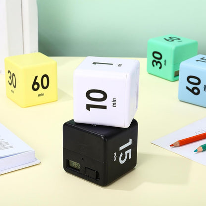 Weewooday 2 Pieces Cube Productivity Timer Flip Gravity Sensor Flip Countdown Countup Workout Timer Management 1 3 5 10 Minutes and 15 20 30 60 Minutes for Work Learning Kitchen Cooking(Green, Blue)