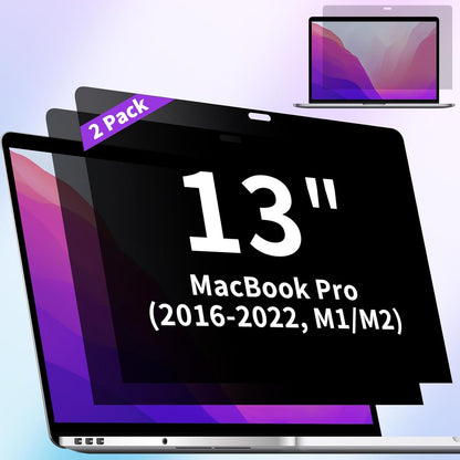 2-Pack Privacy Screen Compatible with MacBook Air 13 Inch (2018, 2019, 2020, 2021, M1), Matte Laptop Privacy Screen Anti Glare Blue Light Filter for Mac 13In