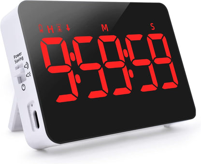 PERSUPER Kitchen Digital Timer, Count Down Up, Rechargeable, Vibration Mode Adjustable Volume and Brightness LED Display, Time Management Cook, Desk, Kids Adults Study Teaching, Kitchen Gadgets RGB