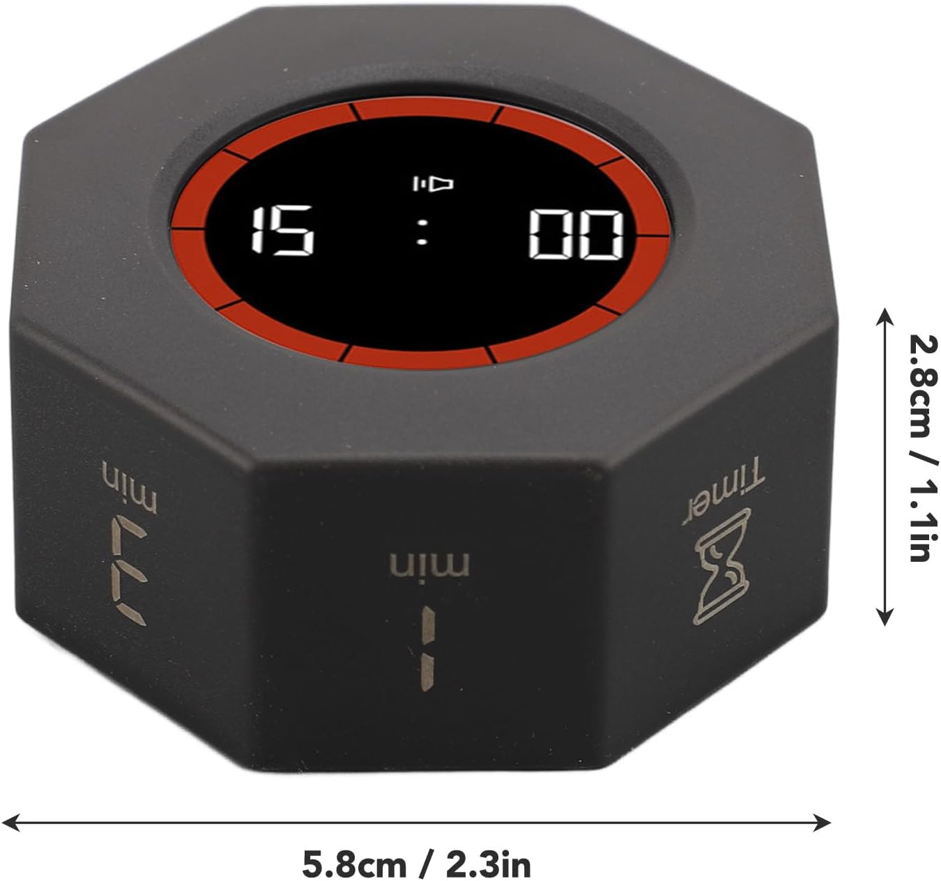 Fabater Pomodoro Timer, Hexagon Flip Timer, Desk Productivity Cube Timers with 1 3 5 15 30 60 90 Minute Presets, Time Management for Classroom Cooking Studying Working (Black)