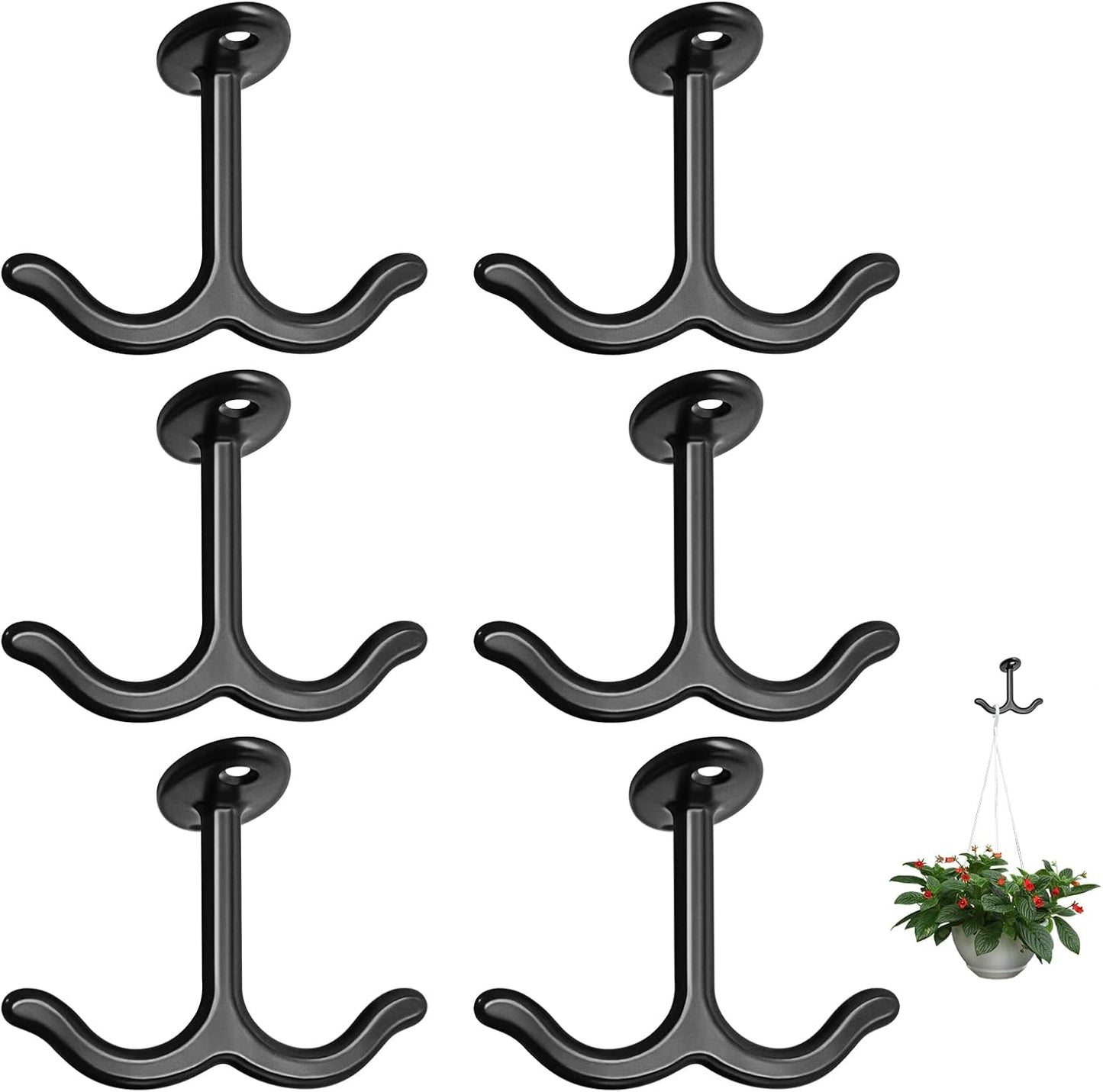 Zinc Alloy Double Prong Ceiling Hooks, 6 pcs Under The Table Coat Hook for Closet Top Bathroom Kitchen Cabinet Garage