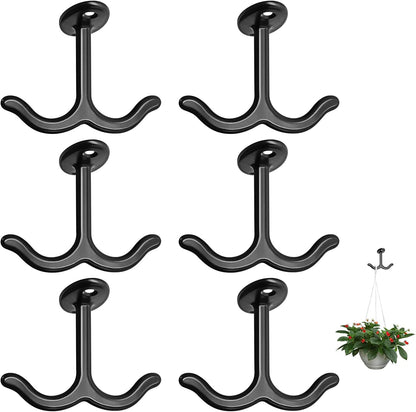 Zinc Alloy Double Prong Ceiling Hooks, 6 pcs Under The Table Coat Hook for Closet Top Bathroom Kitchen Cabinet Garage