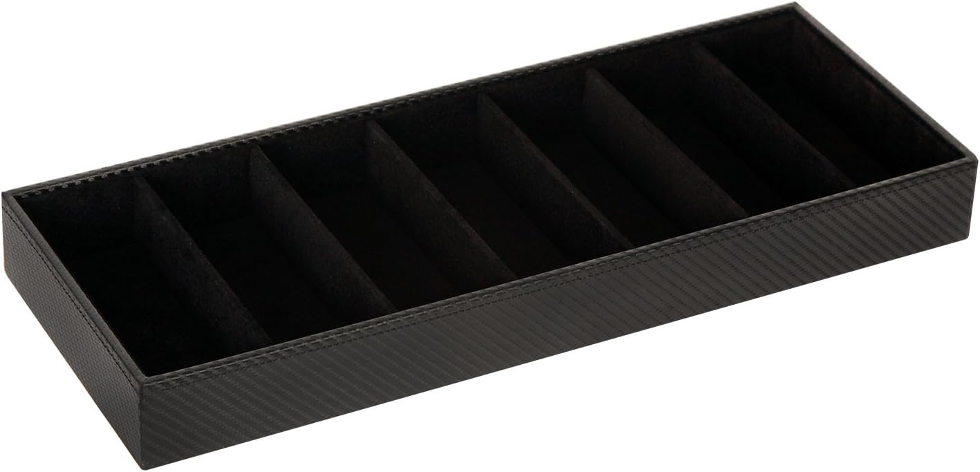 J JACKCUBE DESIGN 7 Slot Sunglasses Organizer, Leather Eyeglass Storage Tray Box for Table, Desk, or Drawer - MK378
