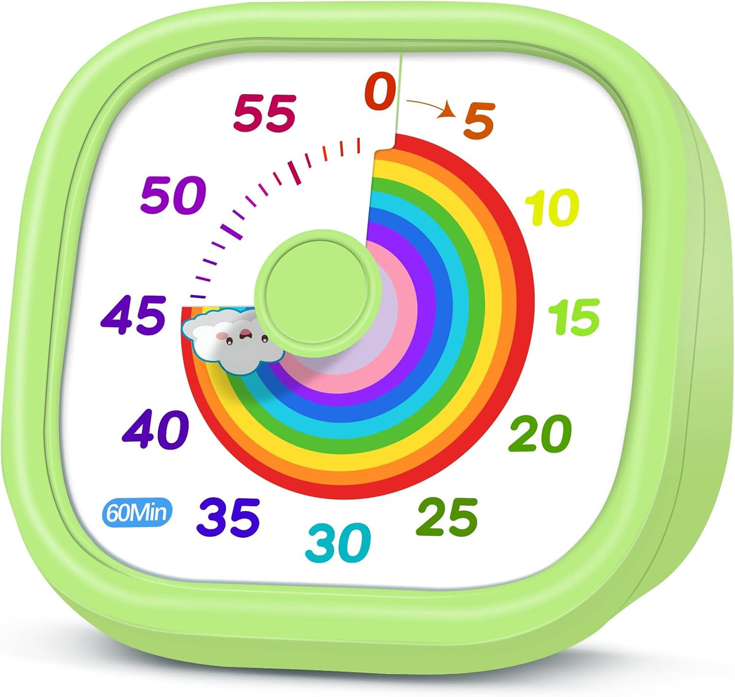 HIPPIH Visual Timer for Kids - 60 Minute Pomodoro Timers for Classroom Kitchen Office, Countdown Kids Timer Clock with Rainbow Disk, Desk Time Management Tool for Toddler with Silent Operation, Blue
