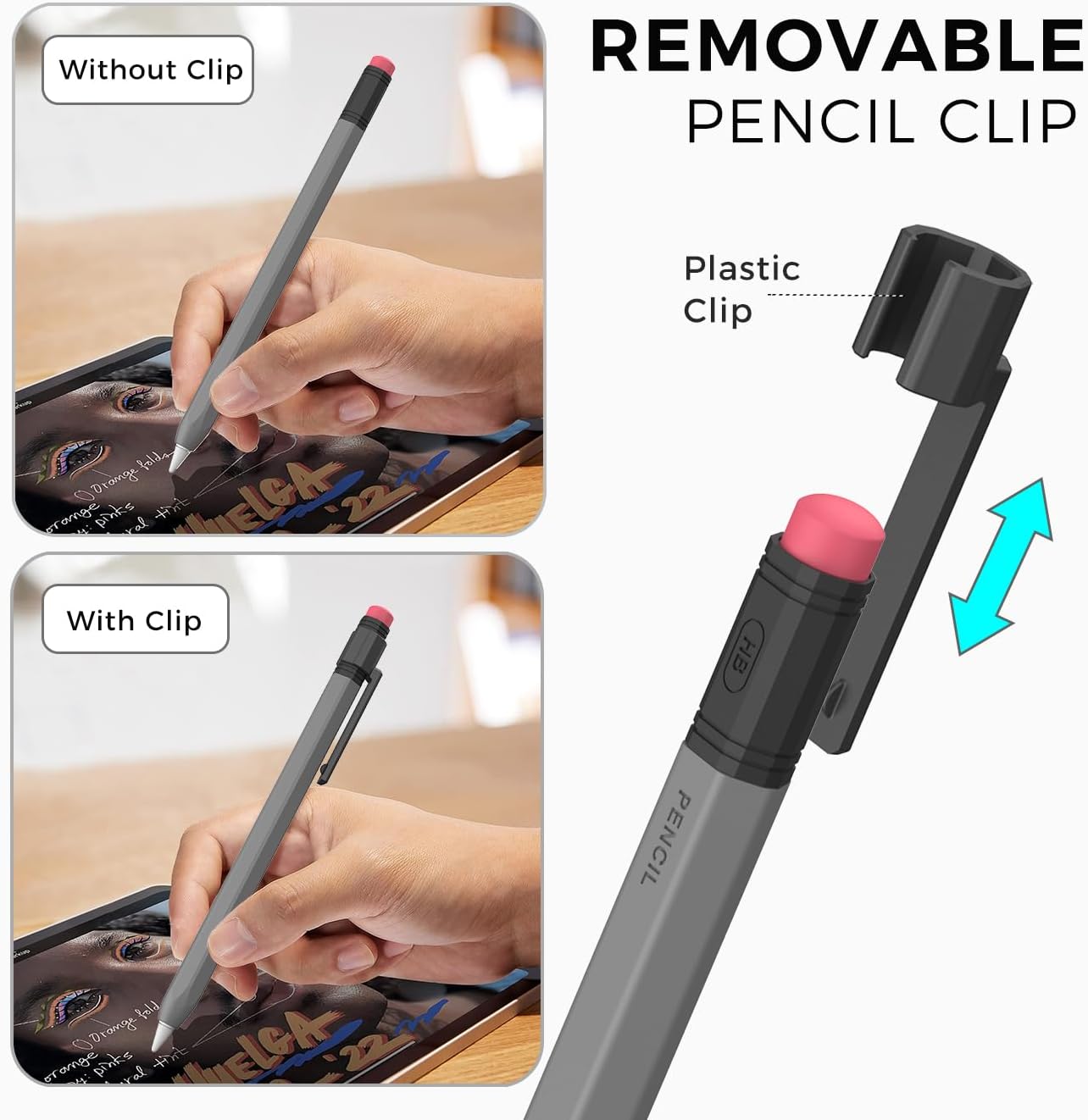 TRONWIN Apple Pencil USB C Case,Silicone Sleeve Protective Cover Perfect Grip Skin Classic Design with Sturdy Clip Compatible with Apple Pencil USB-c for ipad pro (Deep Grey)