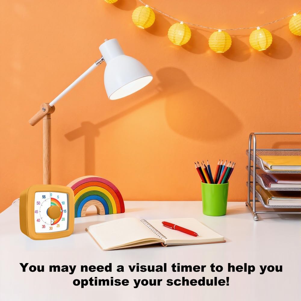 Visual Timer for Kids & Adults, 60 Minute Rainbow Countdown Timer, Time Management Tool for Classroom, Home, Kitchen, Office, School