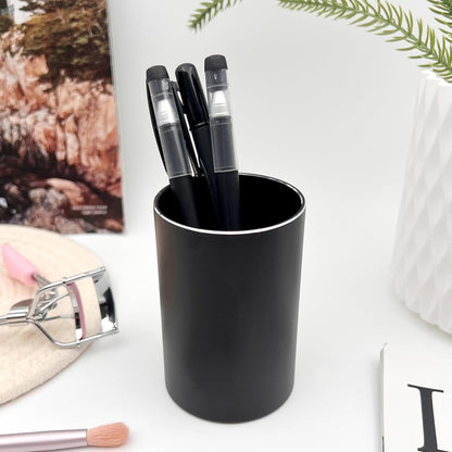 Black Aluminum Pen Holder – Round Metal Pencil Cup Organizer for Desk, Office, School & Home Supplies ﻿