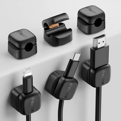 12Pack Rotatable Cord Organizer,Spring Cable Clips Desk Cable Management Cord Holder Adhesive Phone Charger Cord Clips for Home Office Car Wall Nightstand Accessories, Clear