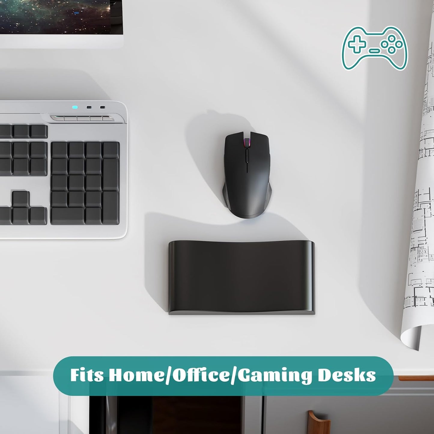 Wooden Wrist Rest, 11.8-inch Length and 22mm Thickness for Small Keyboard, Bamboo Wood Palm Rest, Ergonomic Design for Mechanical Gaming Keyboard