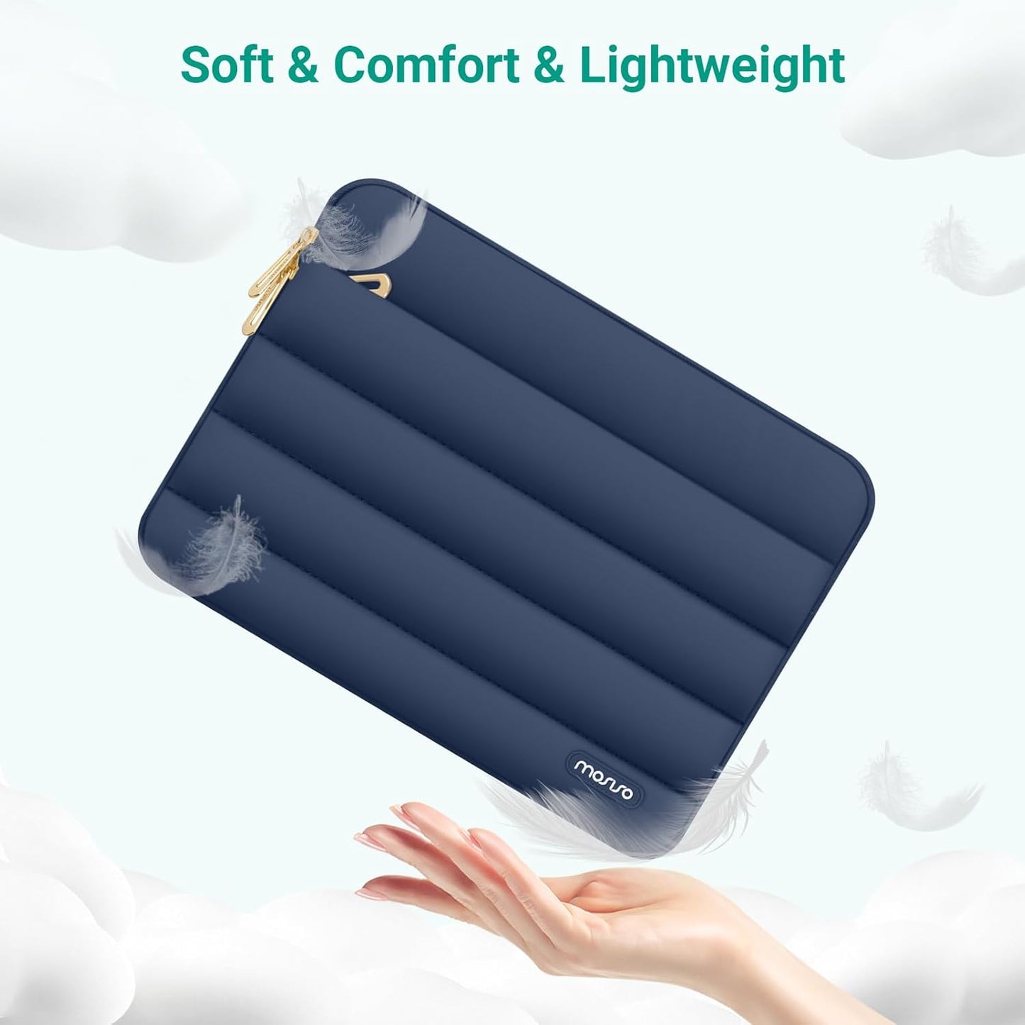 MOSISO Laptop Case 13.3 inch,13-13.3 inch Puffy Laptop Sleeve Compatible with MacBook Neo/Air 13.6 M5 M4 M3 M2 M1/Pro 13/14,HP Dell ASUS Lenovo,Polyester Horizontal Bag with Small Case, Sand