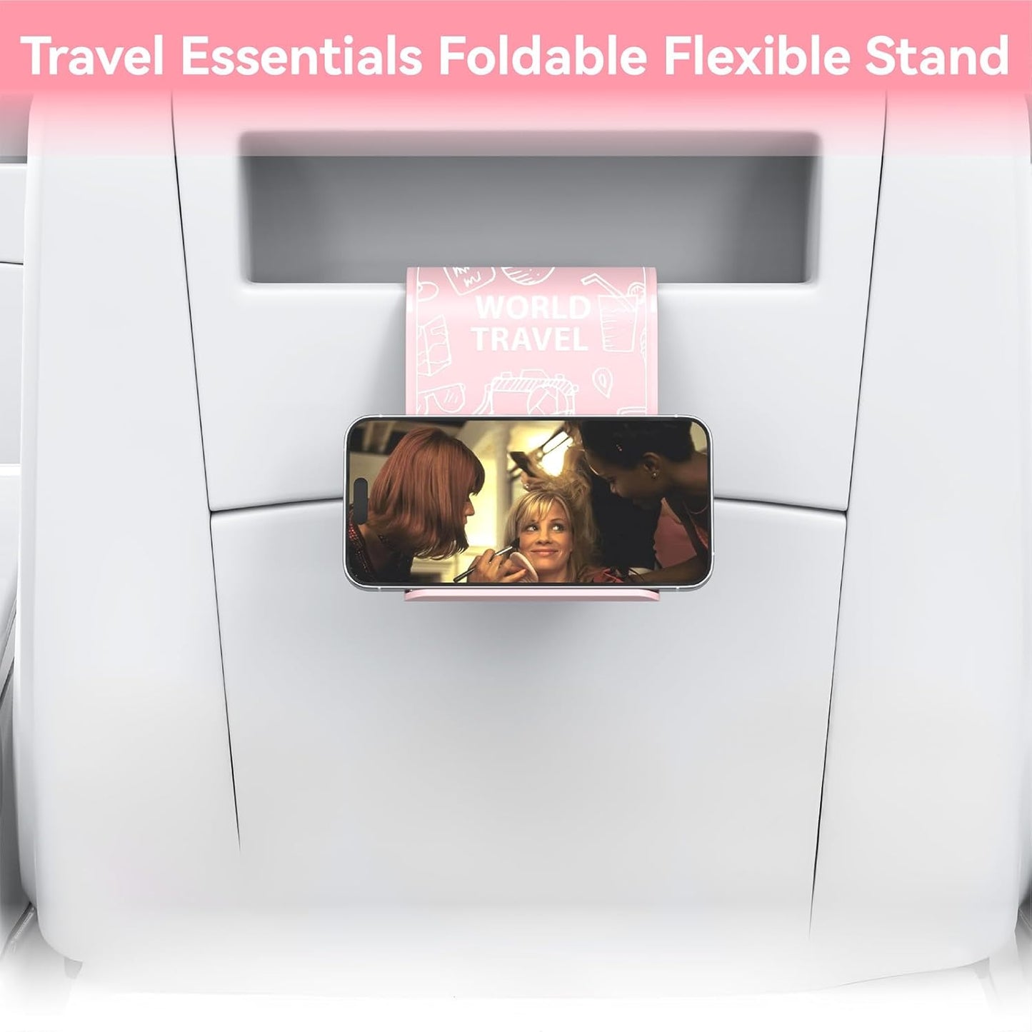 Airplane Phone Holder Mount, Travel Essentials Flexible Phone Holder, Airplane Tablet Holder for Flying, Desk, Compatible with iPhone, Smartphone, Tablet (Black Silk Screen)