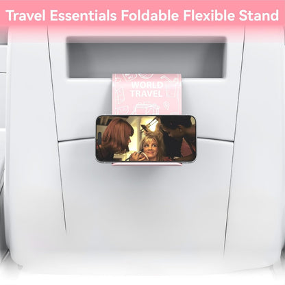 Airplane Phone Holder Mount, Travel Essentials Flexible Phone Holder, Airplane Tablet Holder for Flying, Desk, Compatible with iPhone, Smartphone, Tablet (Black Silk Screen)