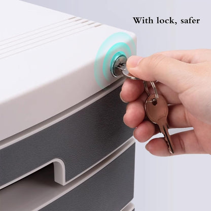 Lockable File Box - A4 Plastic Storage Drawer Cabinet, Office Document Holder, Desk Organizer for Files and Supplies, 4-7 Tier (5 Layers)