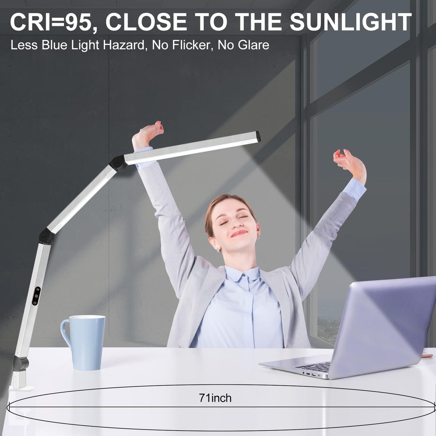 LED Desk Lamp with Clamp, Architect Desk Lamp with Dual Light and Adjustable Swing Arm, Clip-on Eye-Care 4 CCT Modes & 5 Brightness Levels Table Light Modern Computer Lighting for Home Office