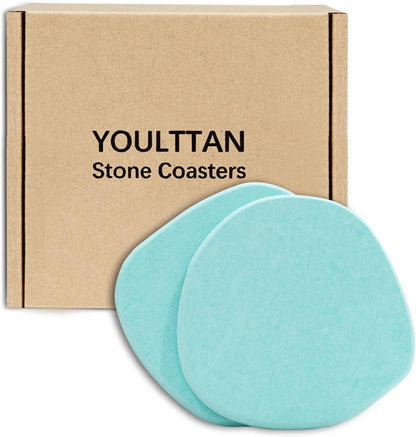 Diatomaceous Earth Coasters,3.9"x3.9", Quick-Dry, Absorbent, Heat-Resistant, Modern Stone Design, Dark Gray, Irregular Shape (2, Grey)