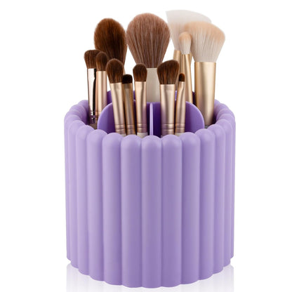 Anyoifax 360 Rotating Makeup Brush Holder 7 Slots Make Up Brush Organizer Removable Spinning Cosmetic Brushes Storage Pen Holder for Vanity, Dresser, Desk, White