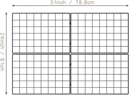 Wire Wall Grid Panel for Photo Display, DIY Iron Picture Frames Collage For Hanging Wall Decor, Foldable Multi Pictures Organizer with 12 Clips, 28'' X 22'' Inch.(2 Pack)