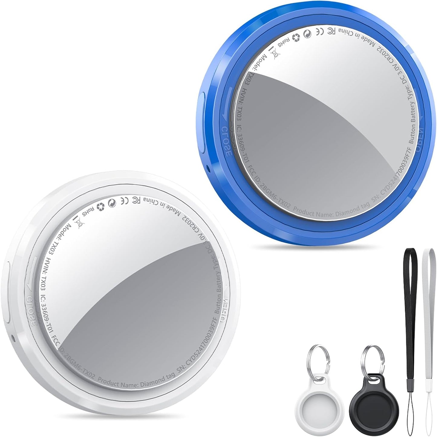 New Tracker Tag-1 Pack (Black), QCOQ Bluetooth 5.3 Tracker Tag Work with Apple Find My (iOS Only), Smart Tag with Protective Case/Keychain/Lanyard, Item Finder for Key/Wallet/Bag, Replaceable Battery