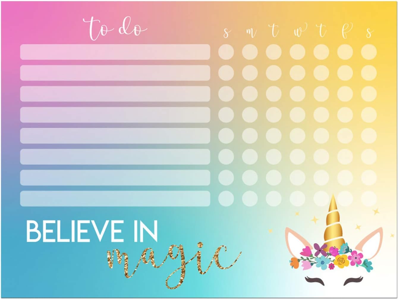 Dry Erase Whiteboard Task & Habit Tracker | Removable and Restickable Adhesive Decal | Fine-Tip Magnetic Marker Included | 9” x 12”