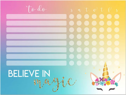 Dry Erase Whiteboard Task & Habit Tracker | Removable and Restickable Adhesive Decal | Fine-Tip Magnetic Marker Included | 9” x 12”