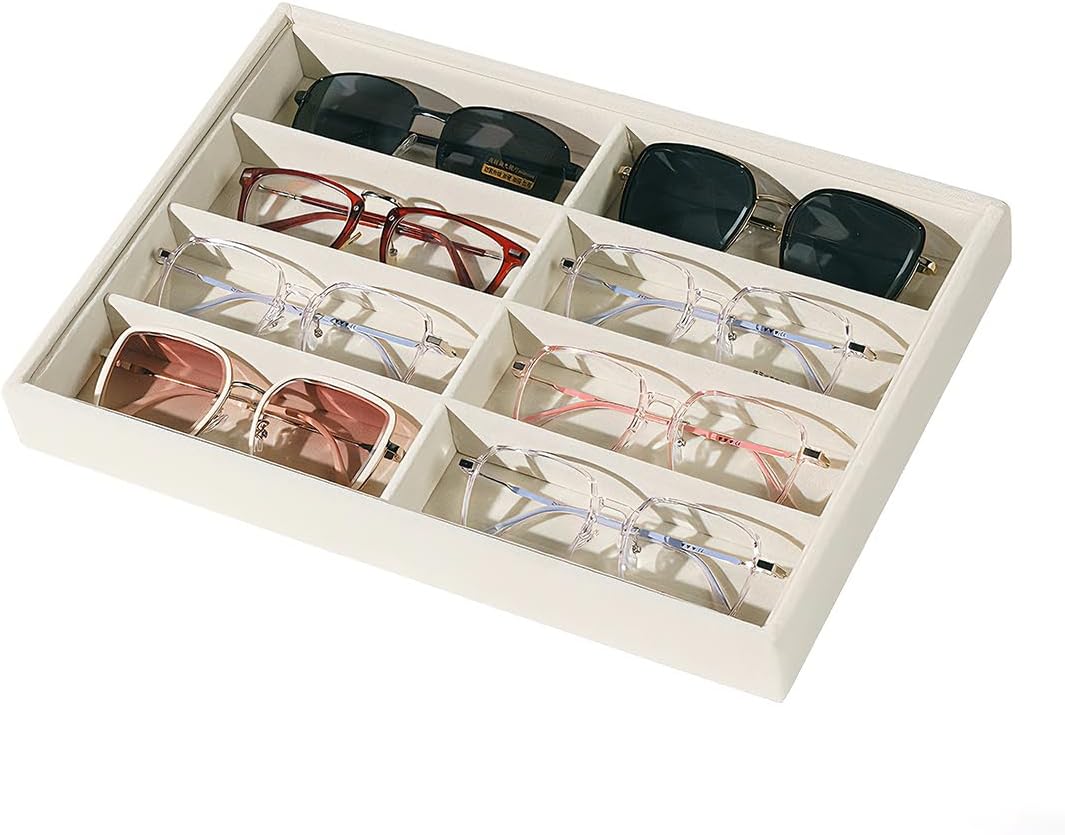 Glasses Holder Box Drawer Sunglass Organizer for Men Clear Storage Case 8 Slot Multiple Reading Glasses Display