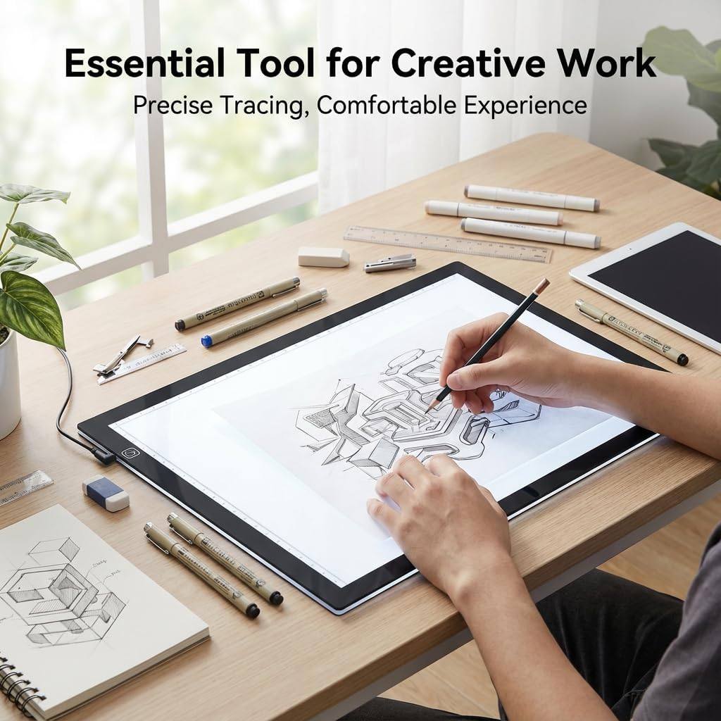 A2 Extra Large Tracing LED Light Pad for Diamond Art, Sketching, Painting - Adjustable Brightness, Sketching, Tracing - USB Powered DIY Diamond Art Light Box - No mesh No dot