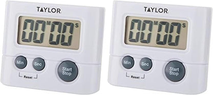 Taylor Digital Timer with 99 Minute 59 Second Display, Easy to Use, White Compact Design for Kitchen Cooking, Baking, and Timing Needs