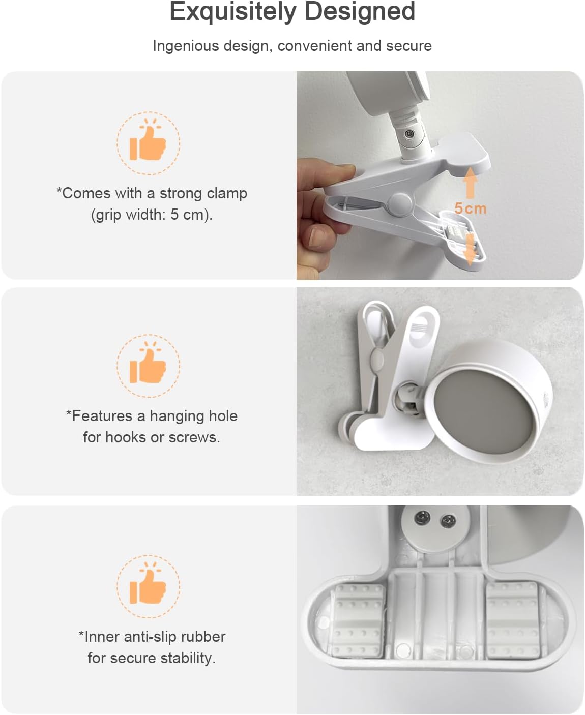 Clip on Light with 5000mAh Rechargeable Battery Operated, Eye Care Reading Light for Bed with 360° Rotation Touch & Remote, USB Clamp Light with 3 Color Modes & Dimmable for Headboard Bedside (white)