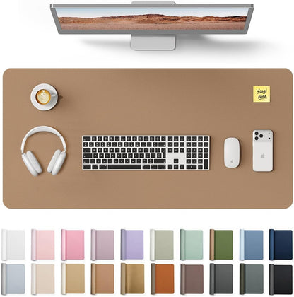 YSAGi Leather Desk Pad Protector, Large Mouse Pad, Non-Slip PU Leather Desk Blotter, Waterproof Writing Pad for Office and Home (31.5" x 15.8", Eggshell) - Colors A