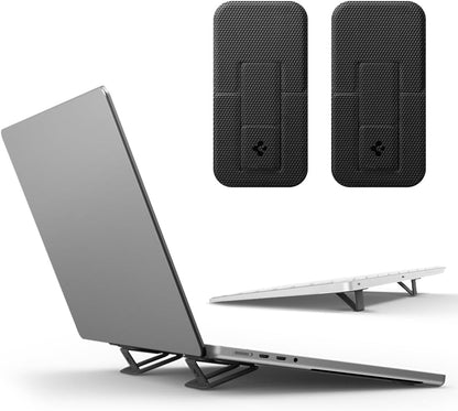 Spigen Slim Fold Portable Laptop Stand Keyboard Riser Foldable Ergonomic Angle Lift Anti-Slip Compatible with MacBook Neo, MacBook Air, MacBook Pro 11"-16" and iPad/Air/Pro and More - Black (LD201-S4)