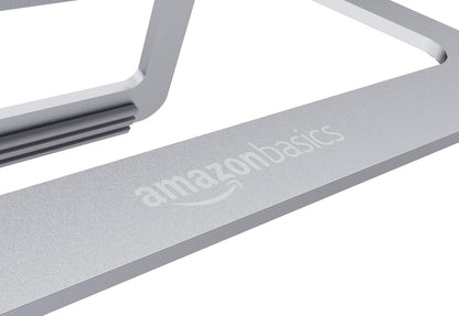 Amazon Basics Aluminum Portable Foldable Laptop Stand with Ventilated Cooling, Anti-Slip Design, Travel-Friendly, for Laptops up to 13", Black