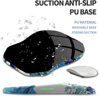 Ergonomic Raised Mouse Pad Wrist Support with Bilateral Slope Memory Foam Mousepad for Wrist Rest and Carpal Tunnel Pain Relief 11.8x7.9〃 Black