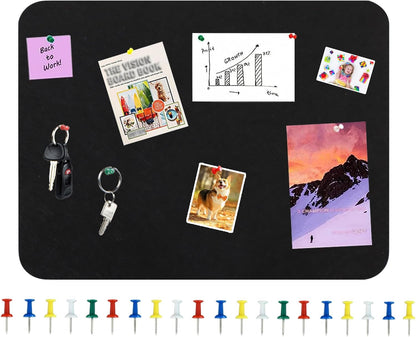 Vuzvuv Black 28"x16" Large Cork Board with 50 Push Pins & Sticky Notes, Self-Adhesive Bulletin Board for Wall, Felt Pin Vision Board for Paste Notes,Schedules Offices Home