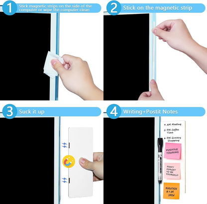 1 pc Dry Erase Monitor Memo Board, Magnetic Dry Erase Multifunction Whiteboard Monitor Side Panel, Desktop Memo Board with a Pen (1)