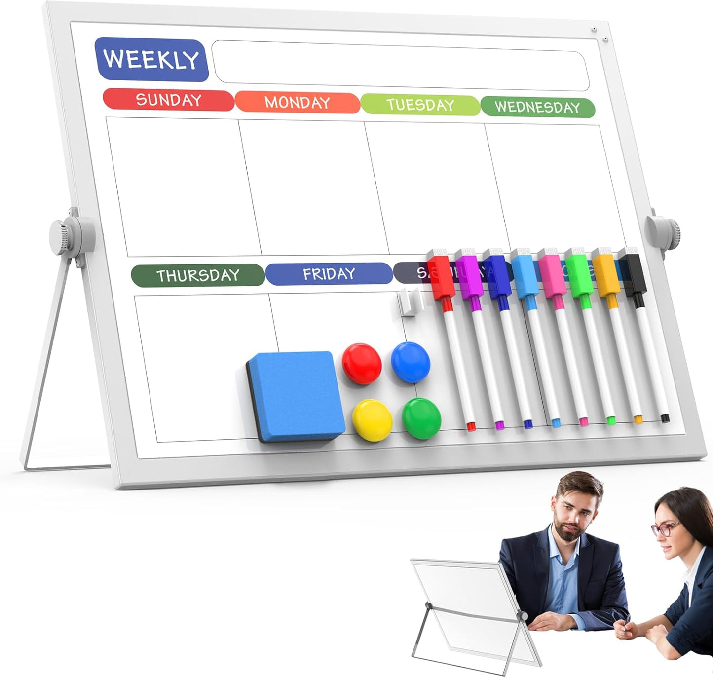 Small Dry Erase White Board, Magnetic Desktop Whiteboard with Stand, Dry Eease Board Mini Easel Double Sided on Table Top with Holder for Kids Drawing, Teacher Instruction
