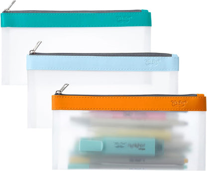 Mr. Pen- Clear Pencil Pouch, 8.50"x4.25", 3 Pack, Durable TPU Material, Medium Water-Resistant Pencil Bags with Smooth Zipper, Multipurpose Clear Pouch for Stationery, School, Office, Travel Supplies