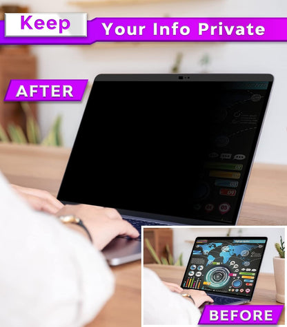 PYS Magnetic Laptop Privacy Screen Filter 15.6 Inch 16:9 - Detachable Computer Screen Privacy Shield, Anti-Glare Blue Light, Removable 15.6" Screen Protector for Lenovo, HP, Dell, Acer, ASUS