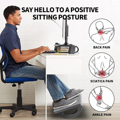 CasaZenith Foot Rest for Under Desk at Work - Ergonomic Foot Stools for Under Office Desk - Rocking Footrest with Roller Massager - Leg Rest for Chair, Computer Gaming -13" L x 9.6" W x 5" H