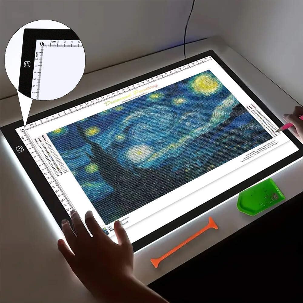HUAYEYC B4 LED Copy Board Light Tracing Box, 3 Levels Adjustable Brightness Light Pad, for Tattoo Drawing, Streaming, Sketching, Animation, Stenciling, Vinyl Weeding, with 4Pcs Clip and Stand