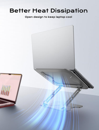 JCZT Adjustable Laptop Stand for Desk, Metal Foldable Laptop Riser, Portable Laptop Holder Mount, Ventilated Cooling Computer Notebook Stand for MacBook Air Pro, All 10-16'' Notebooks Laptops, Pink