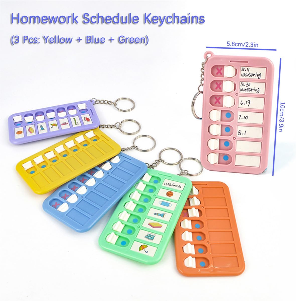 3 Pcs Chore Planning Chart Key Chains Chore Schedule Key Rings Daily Weekly Memo Checklist Boards for Kids Adults Habit and Behavior Planner Tracker