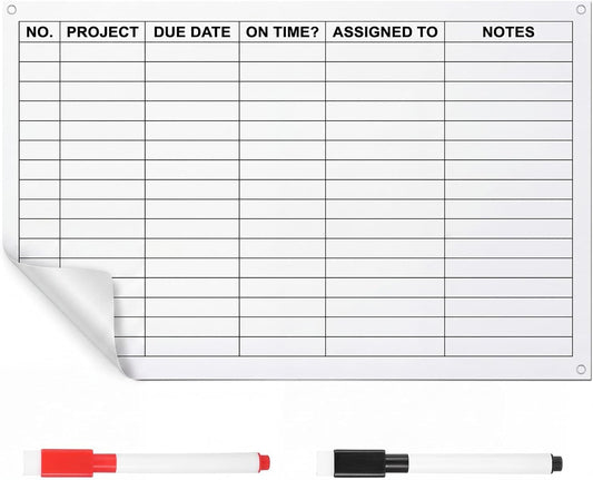 Lincia Large Dry Erase Project Management Planning Chart 24" x 36" Erasable Lined Project Planner Poster for Whiteboard Wall Visual White Board for Office Teams Scheduling Tracking Progress Managers