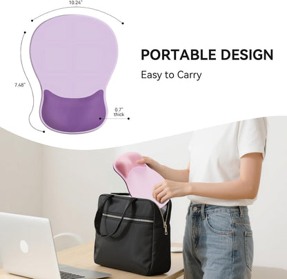 Ergonomic Mouse Pad with Wrist Rest,Cute Gel Mousepad Wrist Support - Small Mini Portable for Travel Mouse Pads for Desk Laptop,Computer,Office & Home Decor (Pink&Light Pink)