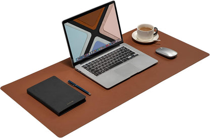 Leather Desk Pad,Wolaile 36x17 inch Large Mouse Pad,Waterproof Non-Slip Writing Desk Blotter,Computer Mat Desktop Protector for Office Home,Black